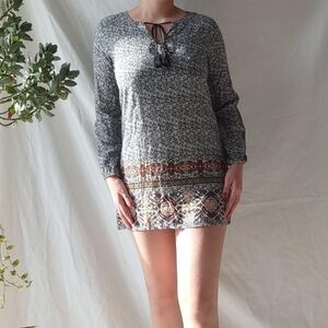Ripe Long Sleeved Patterned Boho Mini Dress